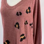 Maronie New  Animal Print Sweater Soft Knit Long Sleeve Top Dusty Rose Photo 8