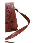 Flores Mexican womens handcrafted Tooled brown Leather Crossbody Bag SKU8095 Photo 3
