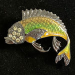 Fish Shaped Enamel & Rhinestone Brooch‎ Pin Yellow Photo 0