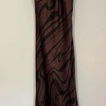 House of Harlow  1960 Satin Maxi Slip Dress Brown Cut Out Spaghetti Straps Small Photo 0