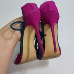 Chic Fuchsia Suede Fringe Sandals Concise Ultra High Heels Lace Photo 7