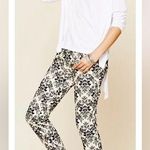 Free People Skinny Jeans Brocade Flocked Black Floral Ivory Cream Denim Sz 27 Photo 0