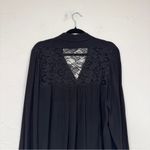 Soft Surroundings  Black Long Sleeve Button Down Shirt Womens L Lace Back Classic Photo 8