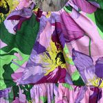 EXPRESS EUC Floral V Neck Puff Sleeve Bow Back Poplin Dress Size Photo 6