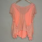 Free People  Layered Coral Summer Shirt Asymmetrical Hem L Photo 7