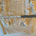 LC Lauren Conrad Cream Sweater Ruffle Eyelet Lace Large Photo 6