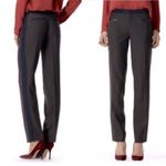 Club Monaco Pants Low Rise Size 00 Gray Black Lamb Leather Wool Tuxedo Stripe Photo 1