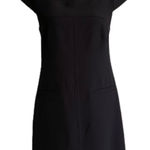 Vince Camuto  Black Cap Sleeve Back Gold Zip Mini Dress with Pockets Size 2 Photo 0