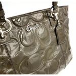 Coach  Olive Green Patent Leather Shoulder Bag Silver Hardware Photo 1