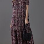 Anthropologie  Maeve Lisabetta Maxi Dress Paisley Print Purple Wine Size S Photo 0