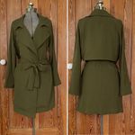Sophie Rue Classic Lightweight Belted Lightweight Olive Green Trench Coat~XL Photo 1
