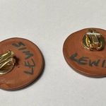 Signed Lewis Handmade Hand Crafted Round Ceramic Clip On Earrings Photo 2
