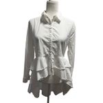 Walter Baker  White Ruffled High-Low Button Front Top Whimsy Bridgerton – Size M Photo 2