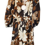 Umgee Black and Brown Floral Long Sleeve Dress NEW WITH TAGS Photo 0