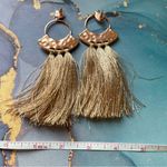 Rose Gold Hammered‎ Metal Tassel Earrings Circle Boutique Style Boho Jewelry Pink Photo 6