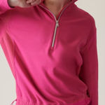 Athleta  Triumph Hybrid Half Zip Sweatshirt Top Cinched‎ Pink Size Large Photo 0
