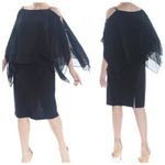 Slny  Women's Cocktail Dress Size 4 Black Chiffon Mother Of Bride Wedding Party Photo 4