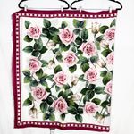Dolce & Gabbana Floral Tropical Rose Print Cotton Scarf Wrap Pink White Photo 3