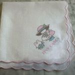Vintage tiny candy gakken handkerchief Scalloped Edge Excellent Condition Rare White Photo 0