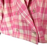 Anthropologie Maeve  Plaid Double Breasted Cropped Blazer Pink White Plus Size 3X Photo 9
