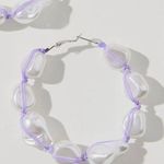 Urban Outfitters  KEELY STATEMENT PEARL HOOP EARRING WHITE PURPLE HOOPS BIG Photo 0