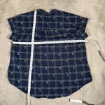 Caslon Plaid Short Sleeve Button Front Top Blue Cotton Size XXL Summer Beach Photo 4