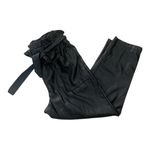 Who What Wear Black Faux Leather Belted Paper Bag Pants Photo 2