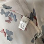 Butterfly Print Mesh Long Sleeve Top Cream Nude Color  Photo 3