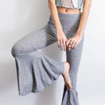 Womens Baby Bell Ribbed Knit Pants in Heathered Gray sz medium Photo 0