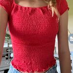 Boutique Cute Red Rouched Top Photo 0