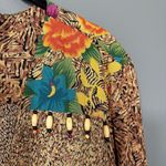 Carole Little Vintage 1990's Women's Beaded Leopard Print Long Blazer Photo 1