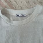ZARA  Cream Ribbed Short Sleeve Tee Photo 2