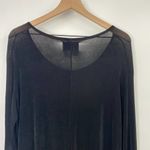 Flax Stretchy Knit Scoop Neck Long Sleeve Mini Dress Black Lagenlook Womens L Photo 4