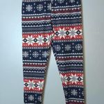 Self Esteem White Shirred Tank Top With Red & Navy Winter Print Leggings M/L Photo 1