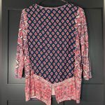 Lucky Brand 🛟🛟🛟BOGOHO 🛟🛟🛟 Multi-Media Floral Navy and Pink Blouse-Medium Photo 3