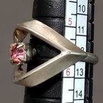 Vogue Pink Rhinestone Silver Tone Ring Sz 5.5 Photo 1