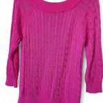 Ralph Lauren Lauren  Bubble Gum Pink Round Neck 3/4 Sleeve Cable Knit Sweater Photo 2