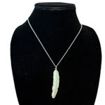 Silver Feather Pendant Boho Long Chain Necklace Photo 2