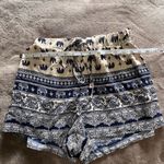Papaya  Women’s Pull On Bohemian Cream & Blue Silky Shorts Sz Small EUC Photo 5