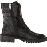Vince Camuto New! Black Croc Lace Up Fawdry Block Heel Leather Combat Boot Sz 6 Photo 2