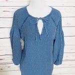 Universal Threads Universal Thread Blue Puffed Sleeve Keyhole Top Size Small Photo 6