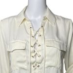 L'Academie Shirt Womens XS Cream Lace Up Blouse The Safari Neutral Minimalist Photo 4