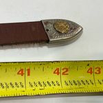 Vtg Nickel Silver Hardware Belt Leather Floral Women 43'' Brown Western Cowgirl Photo 4