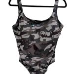 Nike NWT Gray Camo Print U Back Metallic Swoosh One Piece Sporty Swimsuit Small Photo 2