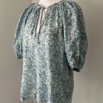 House of Harlow 1960 Martine Seafoam blue floral cotton short-sleeve top size S Photo 2