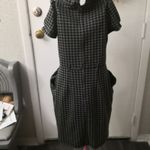 Lovely Day Houndstooth Cowl Neck Dress M Black/Gray Retrogirl Glam Winter Fall Photo 1