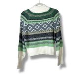 89th & Madison Ribbed Green Crochet Knit Soft Mock Neck Sweater Small Photo 3
