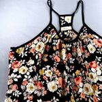 VTG Millibon USA Floral‎ Tank Top Black Sleeveless Blouse Racerback Summer Large Photo 1
