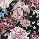 DALIA Black Lilac Lavender Purple Gray Floral Split Neck Long Sleeve Blouse Work Size L Photo 13