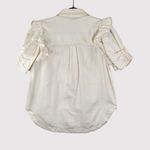 Anthropologie Pilcro Womens Shirt Beige Ruffle Denim Button Down Blouse Medium White Photo 2